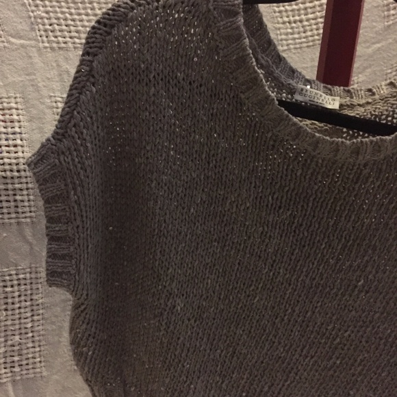 Brunello Cucinelli Sequin Asymm Silk Crop Sweater - Picture 5 of 7